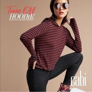 CAbi 3499 Time Off Hoodie Burgundy Stripe Sweatshirt